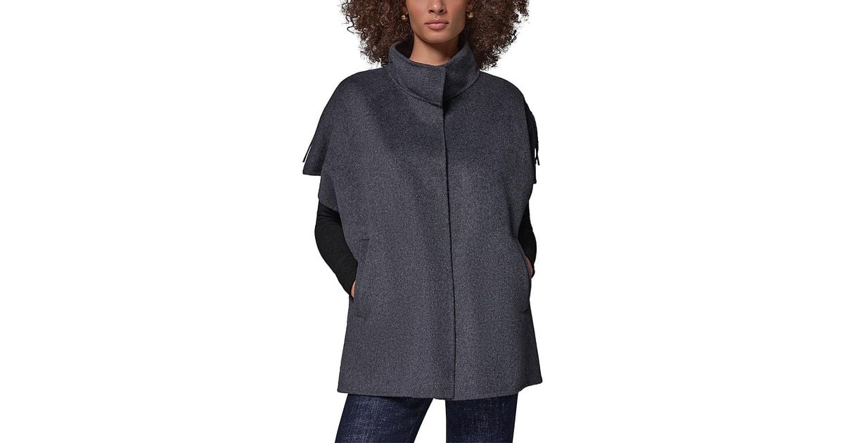 Double Up Shell Donna Karan Weekend Double Face Cape Coat in Blue | Lyst