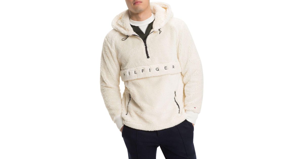 Tommy Hilfiger Oversized Hooded Sherpa Sweatshirt in White for Men | Lyst