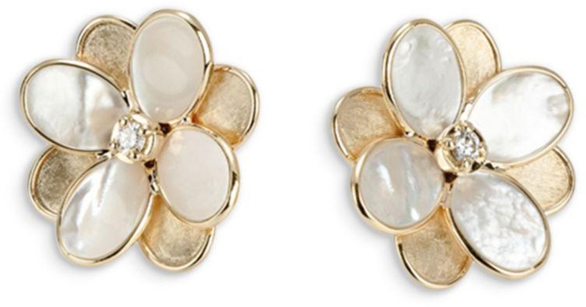 Marco Bicego 18k Yellow Gold Petali Mother Of Pearl & Diamond Flower ...