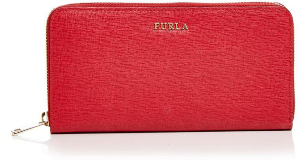 Furla Babylon Zip Around Extra Large Leather Wallet in Ruby Red/Gold (Black) - Lyst