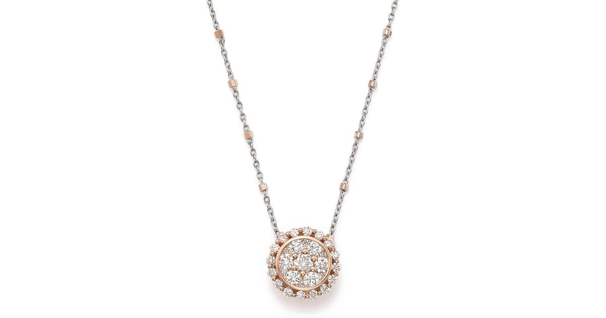 Bloomingdale S Diamond Pendant Satellite Chain Necklace In 14k Rose And White Gold Lyst