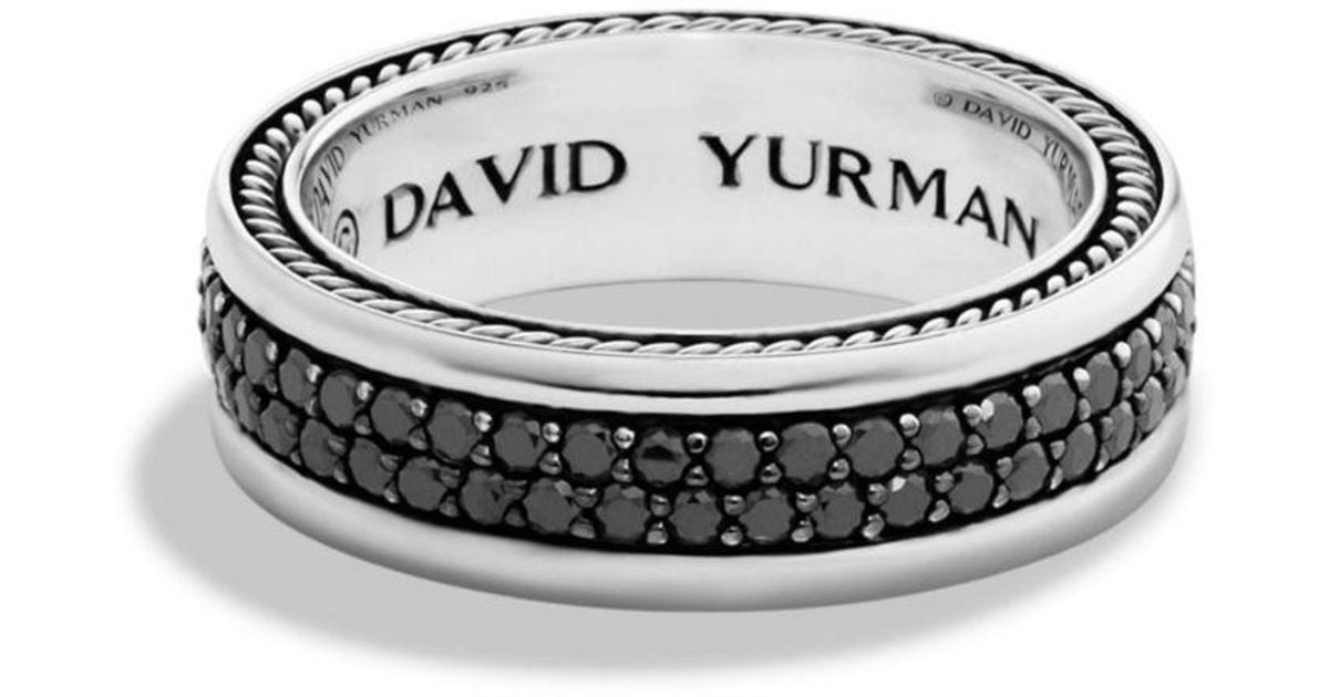 David Yurman Streamline® Two Row Band Ring With Black Diamonds for