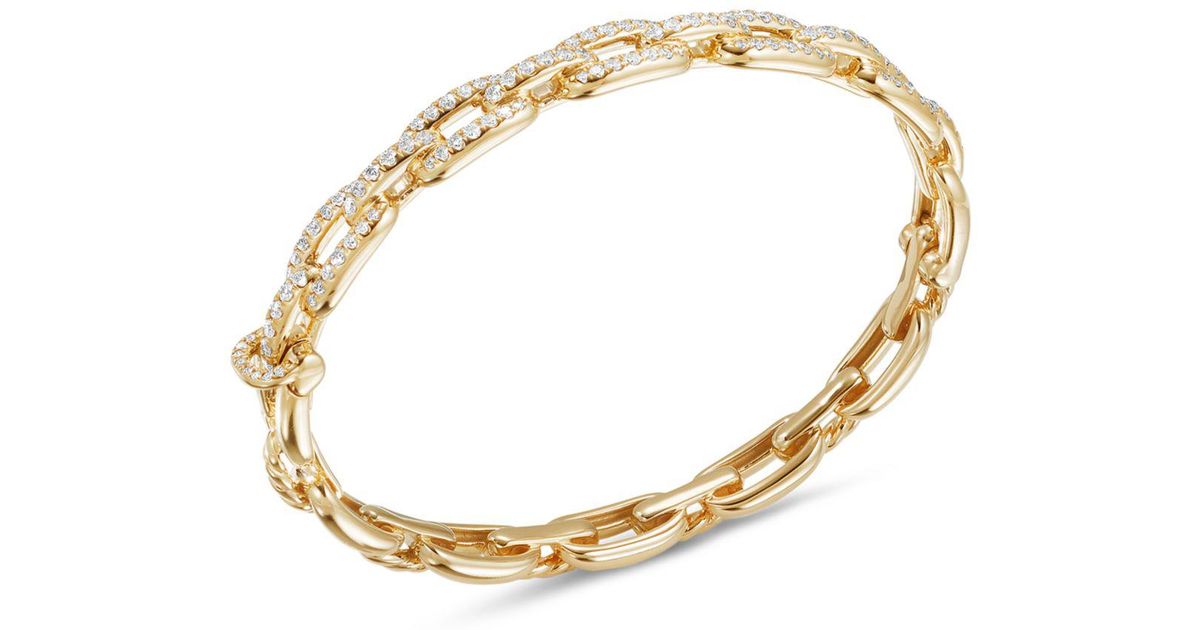 David Yurman Stax Chain Link Bracelet With Diamonds In 18k Yellow Gold