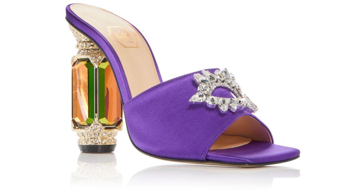 Nalebe Aurum Embellished High Heel Slide Sandals in Purple | Lyst