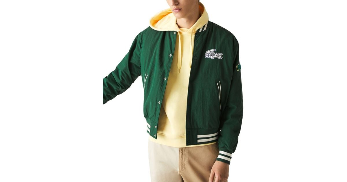 Lacoste Synthetic L!ve Heritage Graphic Bomber Jacket in Green for Men