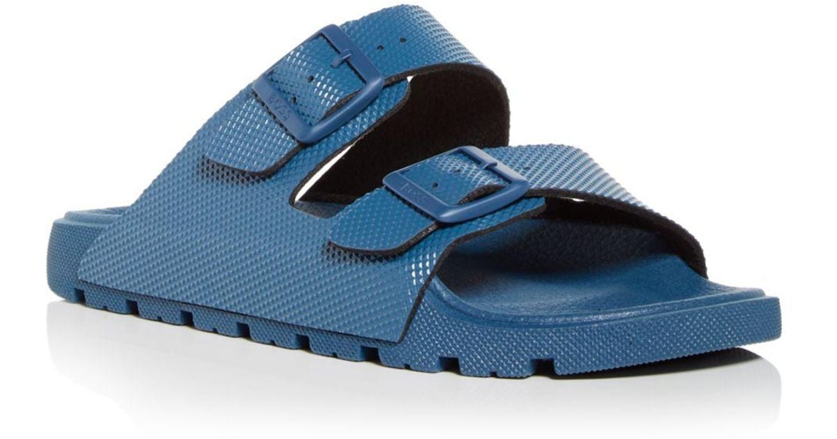 BOSS by HUGO BOSS Rubber Surfley Embossed Slide Sandals in Navy (Blue