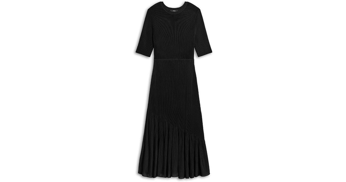 Theory Ottoman Stitch Midi Dress in Black | Lyst
