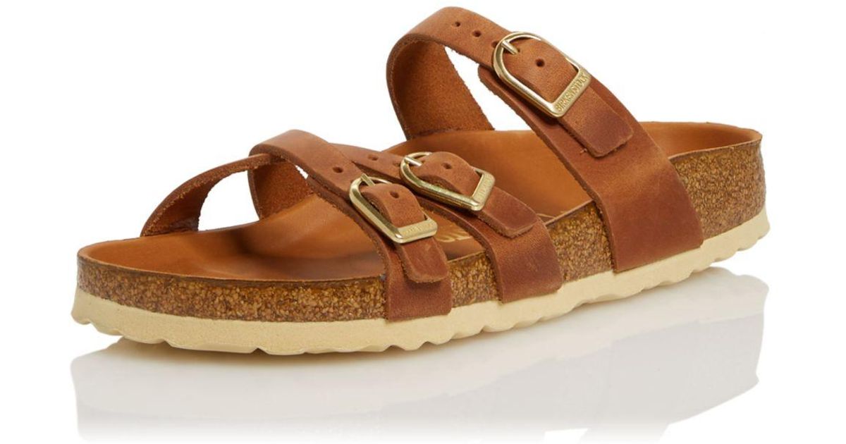 Birkenstock Leather France Hex Slide Sandals in Brown - Lyst