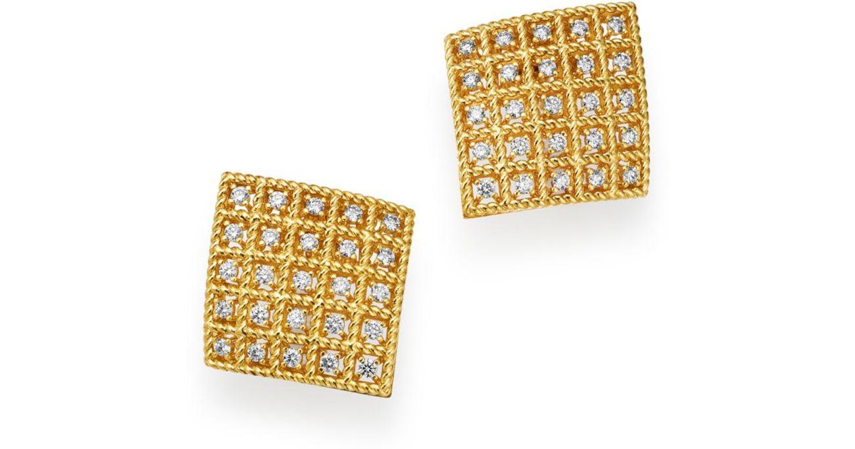 Roberto Coin 18k Yellow Gold Byzantine Barocco Diamond Square