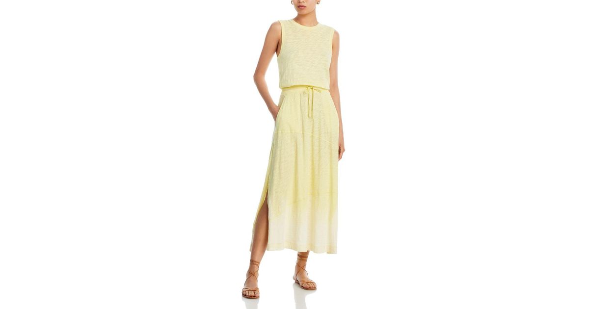 ATM Slub Jersey Maxi Dress in Yellow | Lyst