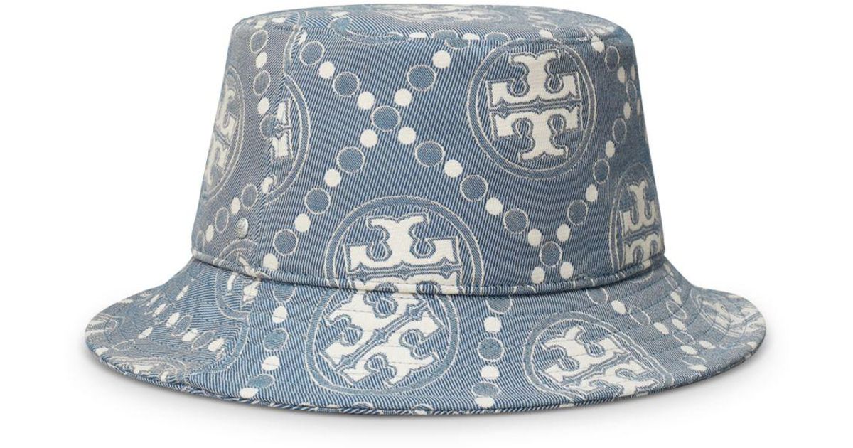 Tory Burch T Monogram Short Brim Bucket Hat in Blue | Lyst