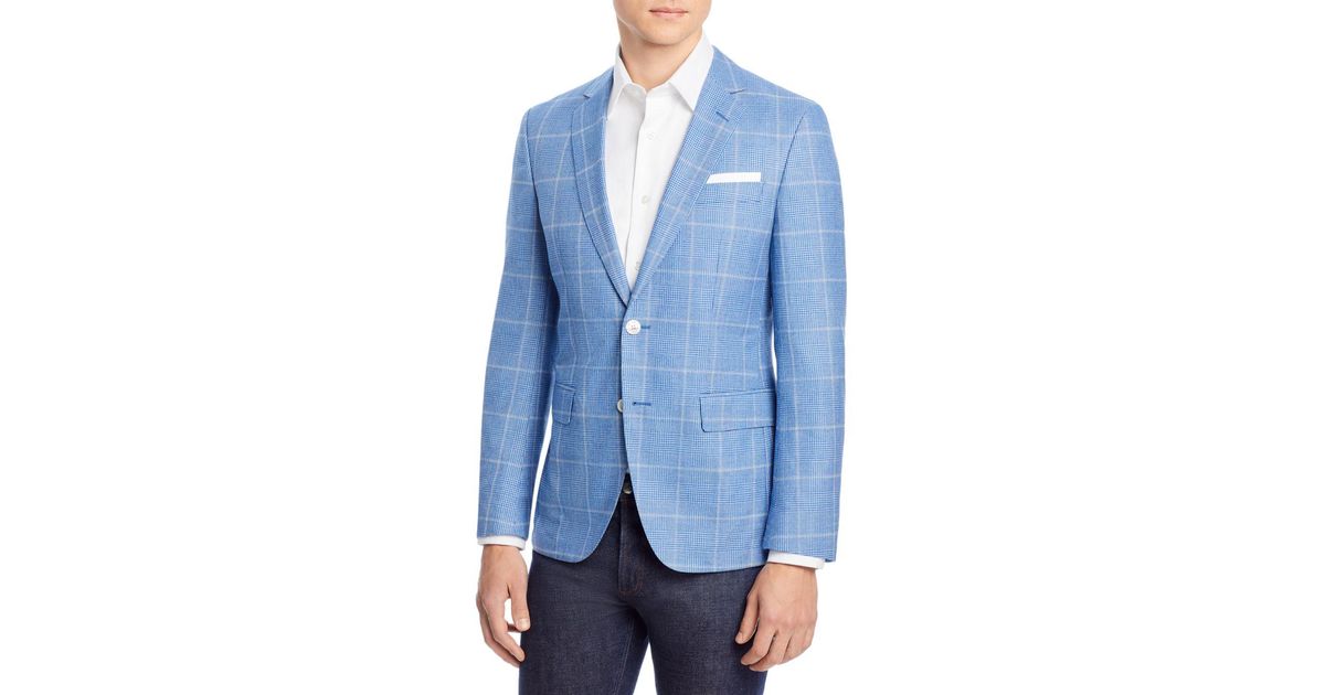 BOSS by HUGO BOSS Hutson Windowpane Plaid Slim Fit Sport Coat in Blue