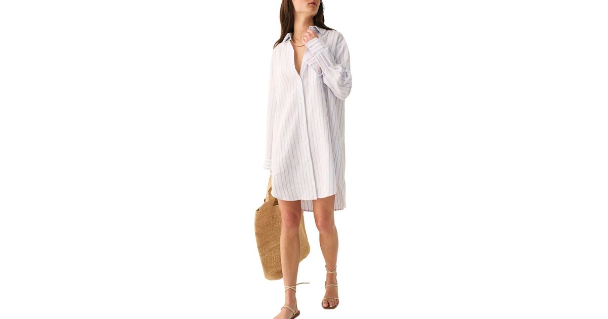 Faherty Laguna Linen Striped Shirt Dress in White | Lyst