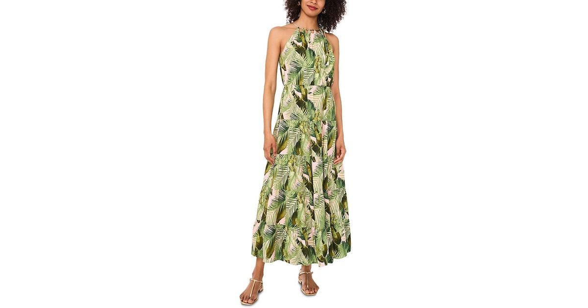 green emerald velvet dress Vince Camuto Women's Printed Handker Cheif Hem Midi, Green Multi at Amazon  Women's Clothing store