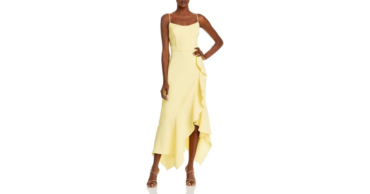 Aqua Synthetic Ruffled Midi Dress in Lemon (Yellow) | Lyst