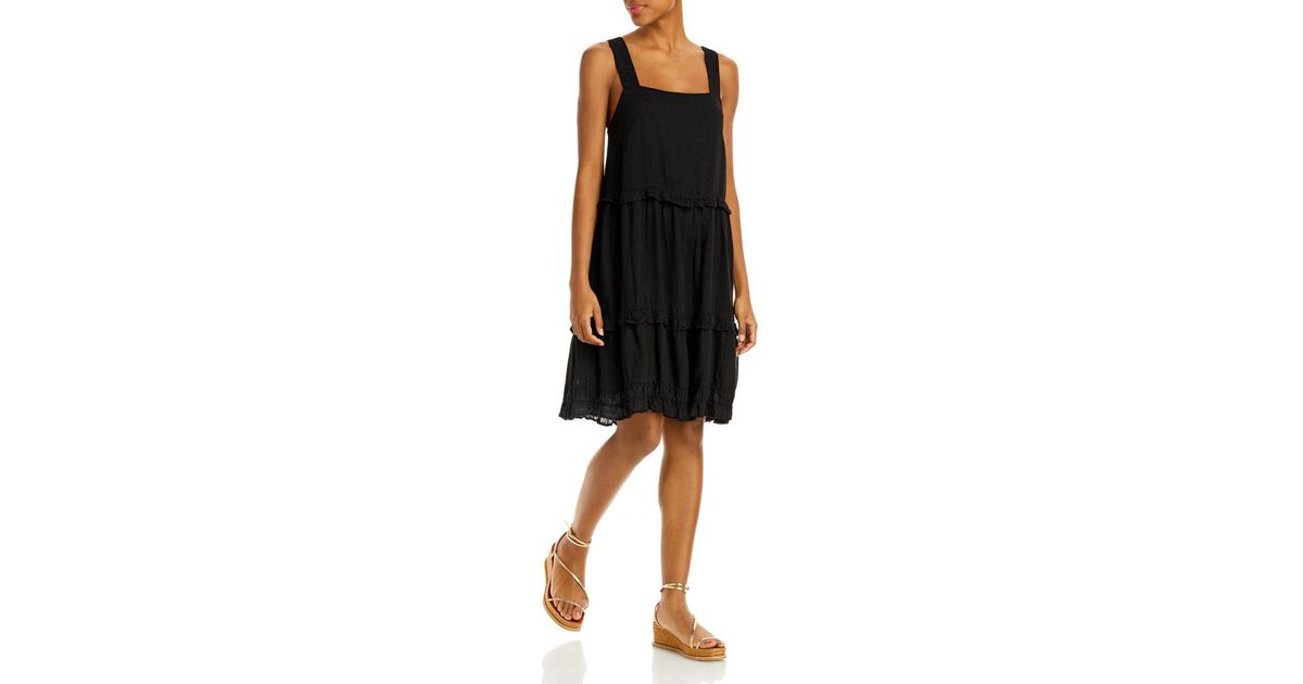 Rails Linen Sandy Ruffled Dress in Black | Lyst