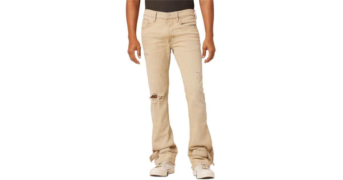 Hudson Jeans Jack Kick Flare Deconstructed Jeans In Distress Tan in