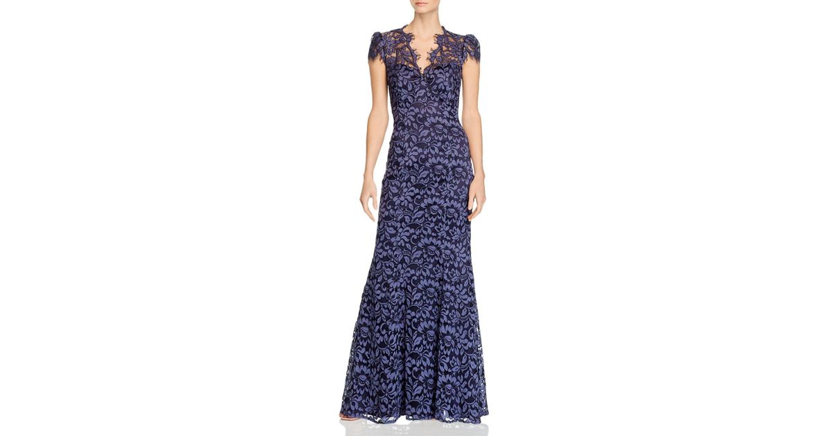 eliza j scalloped edge lace gown