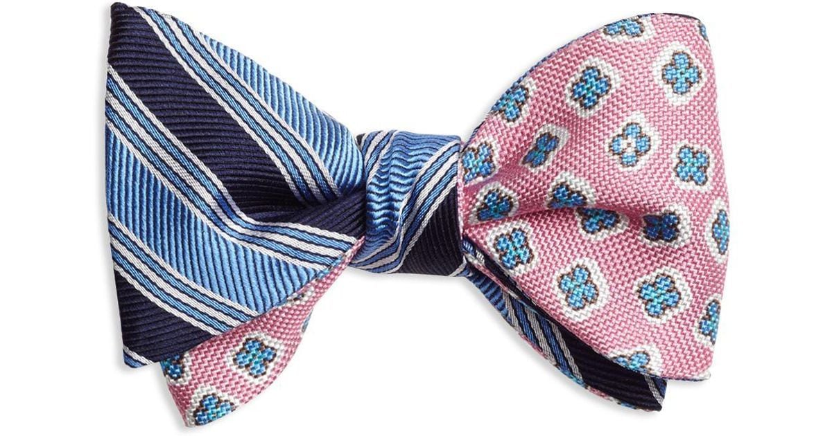 Brooks Brothers Doublesided Stripe/flower Selftie Bow Tie in Blue for