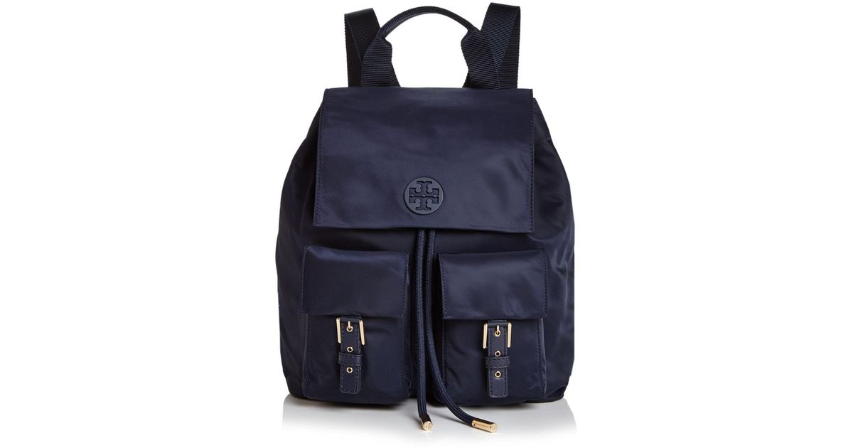 Tory Burch Synthetic Tilda Nylon Flap Backpack in Navy (Blue) - Lyst