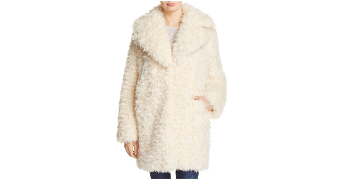 Kendall + Kylie Faux Fur Coat in Ivory (White) - Lyst