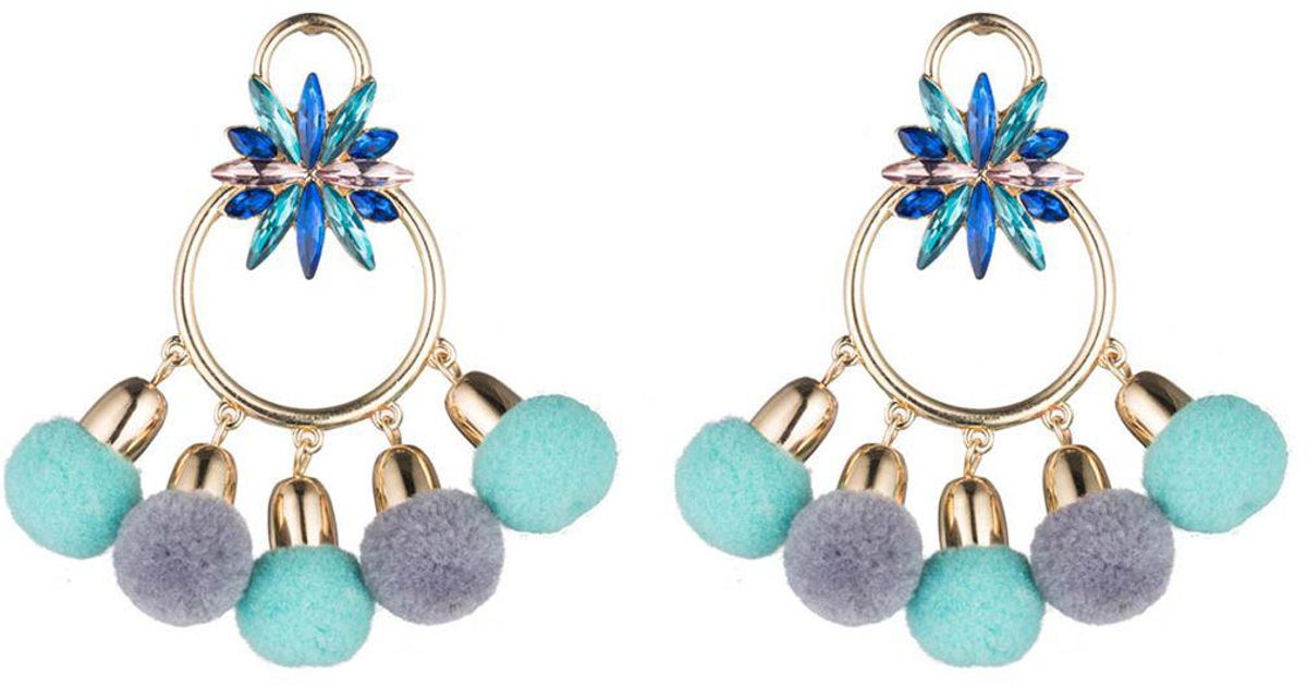 Lyst Abs By Allen Schwartz Pom Chandelier Earrings In Blue