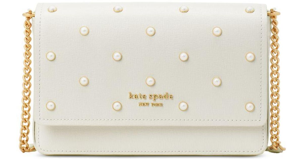 Kate Spade Purl Embellished Saffiano Leather Flap Chain Wallet in