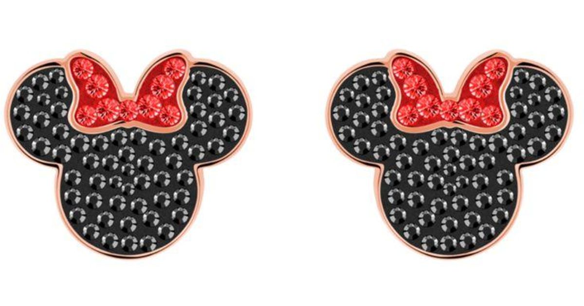 Swarovski Minnie Mouse Pierced Earrings in Black | Lyst