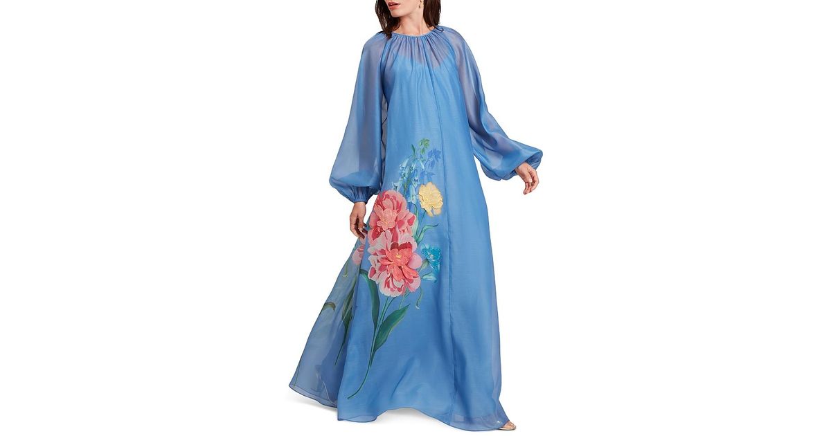 Ted Baker Niicoh Volume Sleeve Organza Maxi Dress in Blue | Lyst