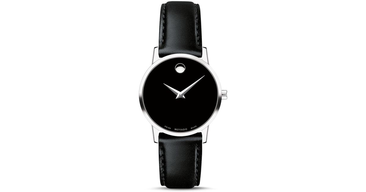 Movado Museum Classic Black Leather 