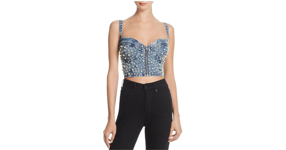 guess denim bustier top