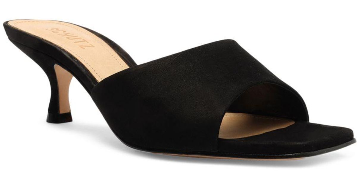 Schutz Leather Dethalia Slip On High Heel Sandals in Black - Lyst