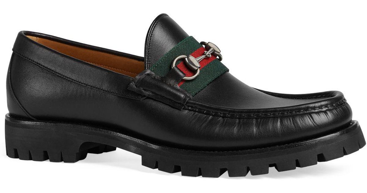 Gucci Men's Lug Sole Loafers in Black | Lyst