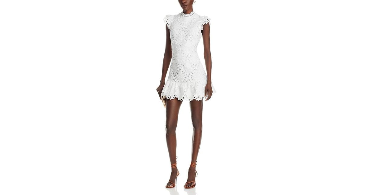 Aqua Mock Neck Lace Shift Dress in White | Lyst Aqua Mock Neck Lace Shift Dress in White | Lyst