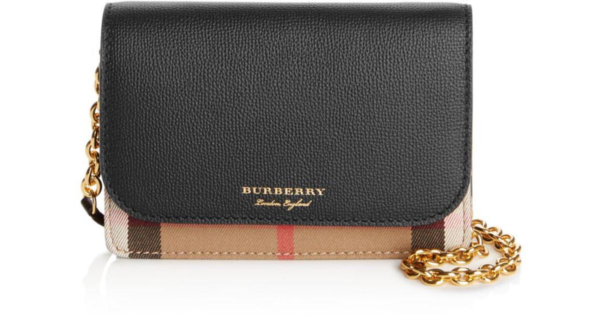 Burberry Hampshire House Check Crossbody in Black | Lyst