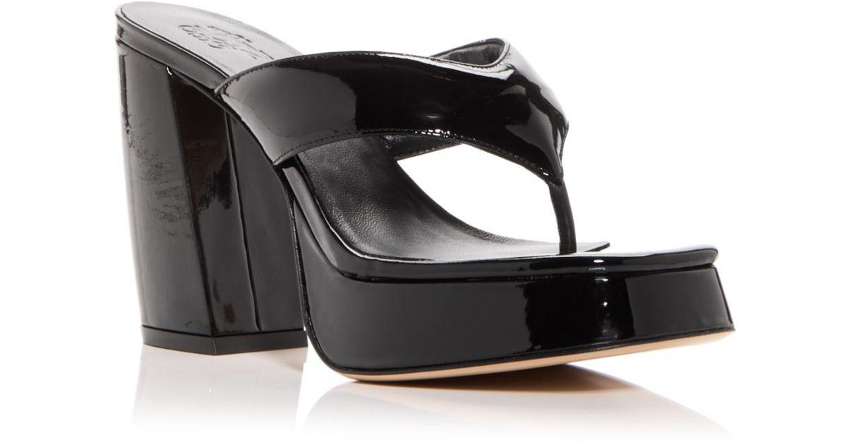 Gia Borghini High Heel Thong Sandals in Black | Lyst