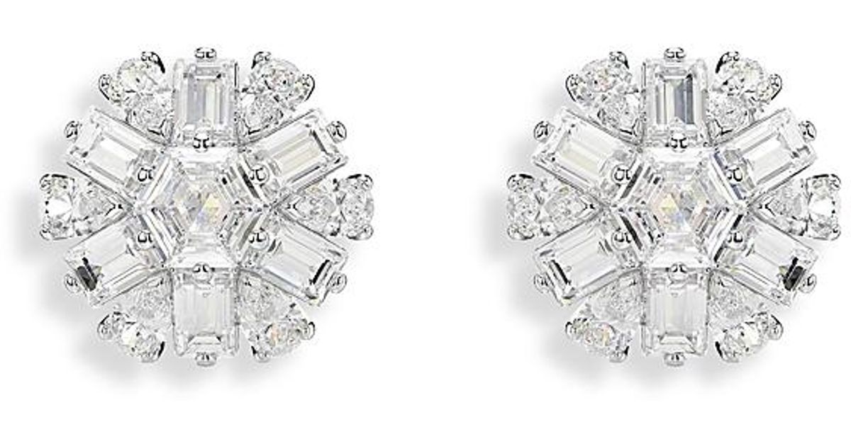 Swarovski Idyllia Crystal Snowflake Stud Earrings in White | Lyst