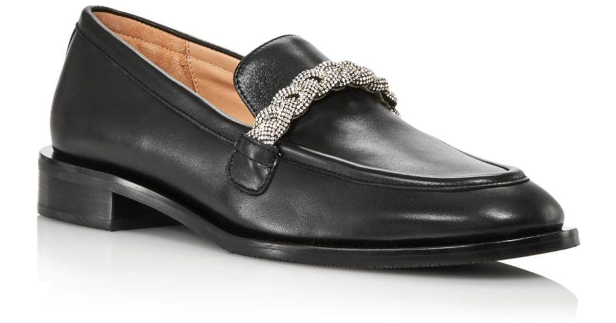 Stuart Weitzman Leather Palmer High Shine Loafers in Black | Lyst