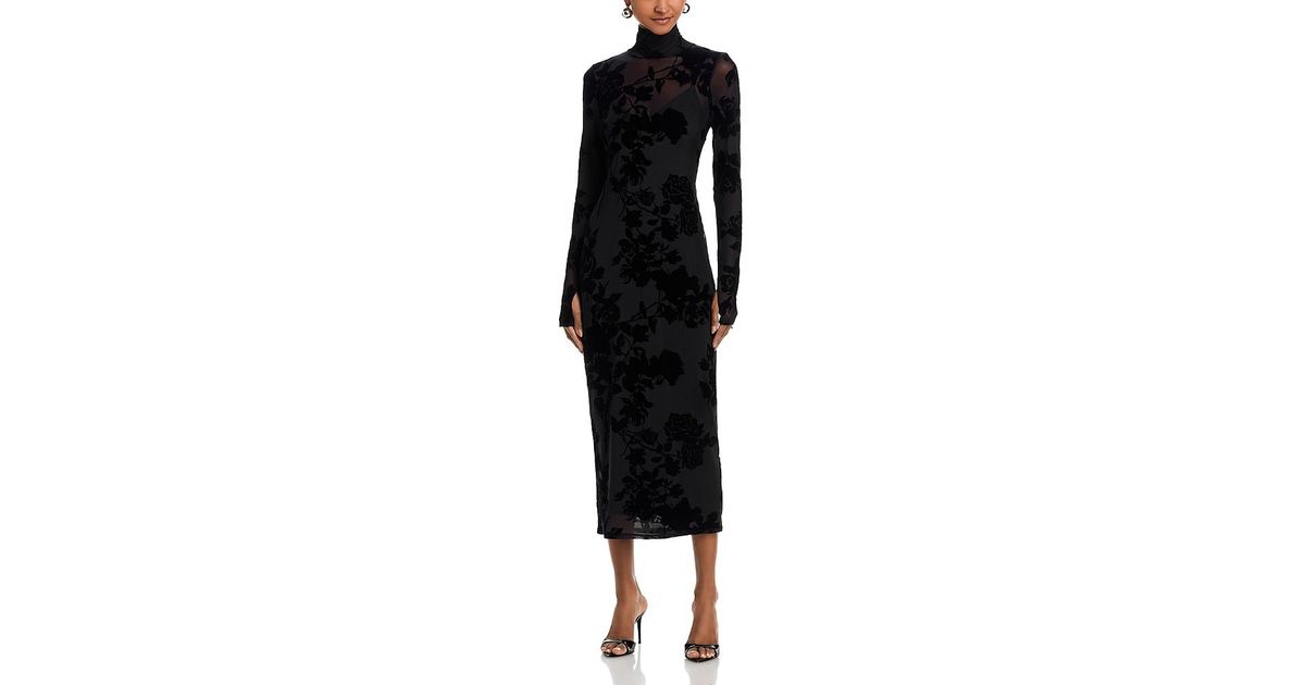 AFRM Shailene Midi Dress in Black | Lyst