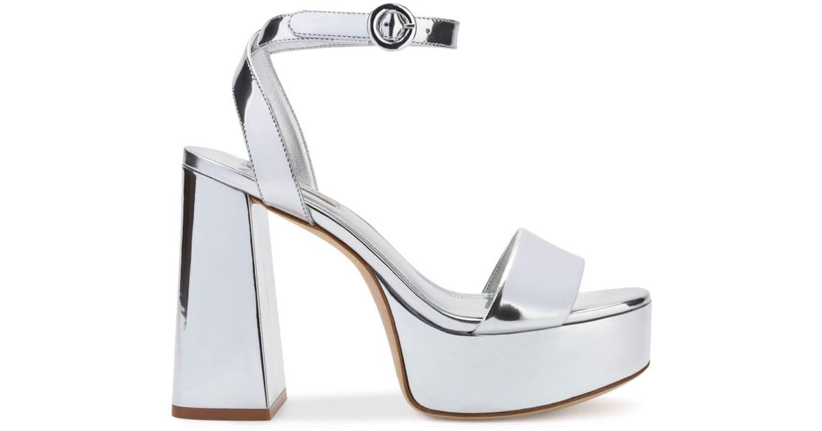 Larroude Dolly Ankle Strap Platform High Heel Sandals in White | Lyst