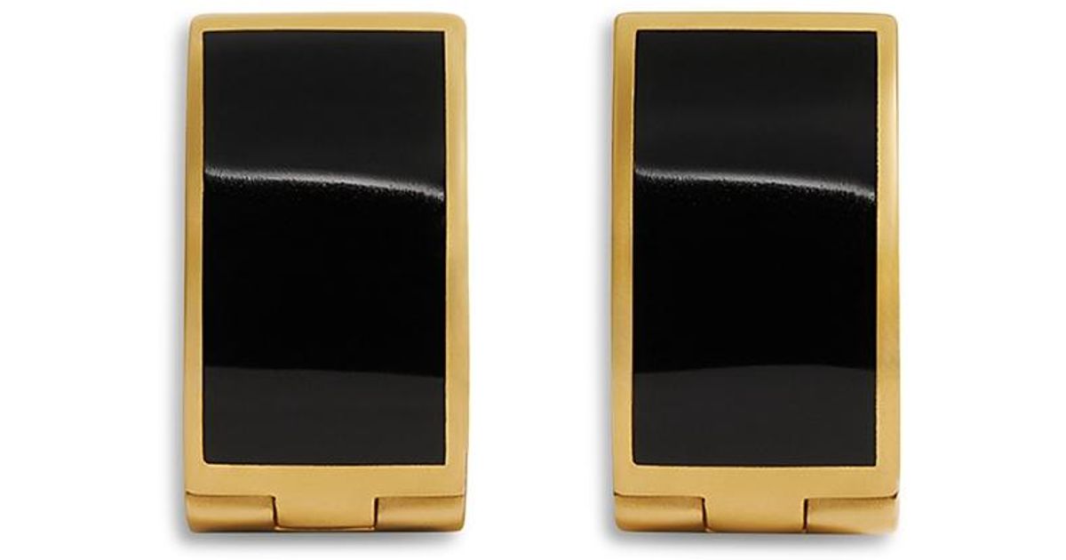 TOTEME Signature Jet Inlay Hoop Earrings in Black | Lyst