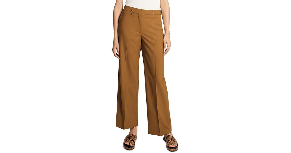 Theory Wide Leg Pants in Brown | Lyst