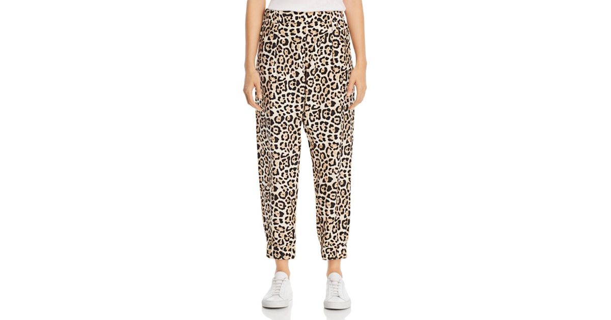 ATM Leopard Print Silk Jogger Pants | Lyst