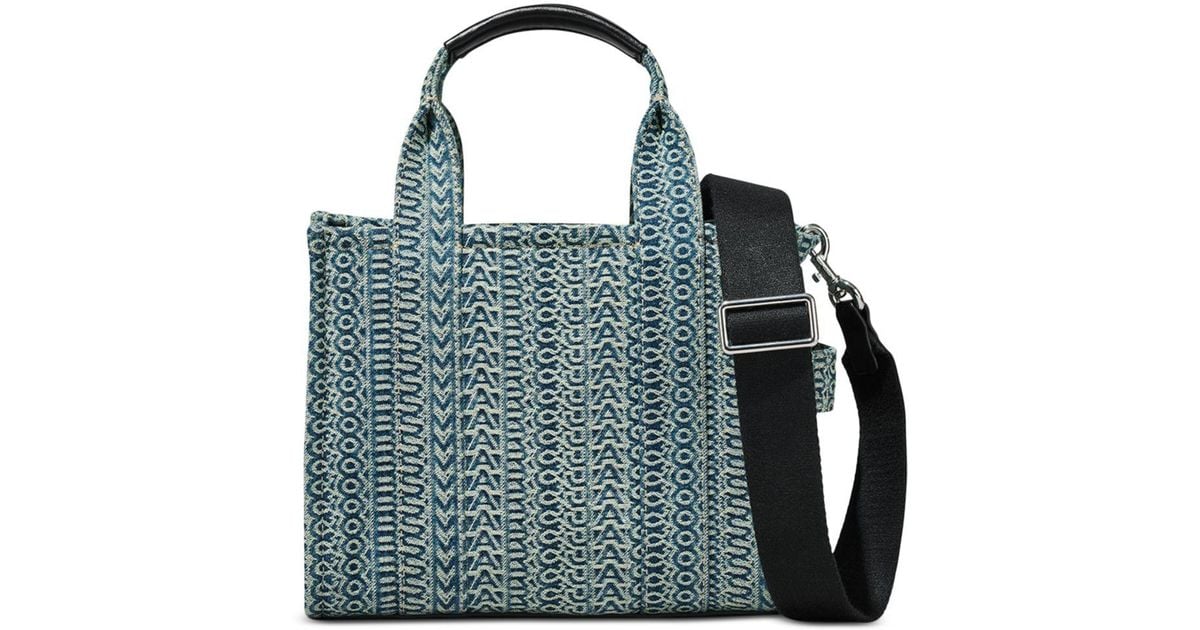 Marc Jacobs The Washed Monogram Denim Small Tote Bag" in Blue Lyst