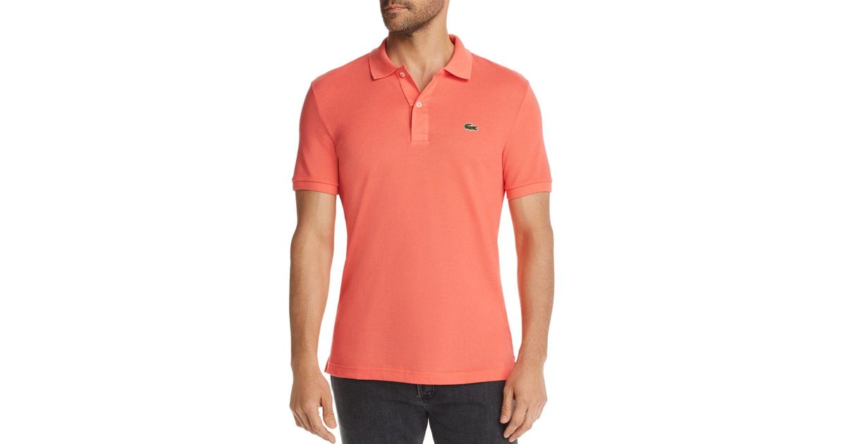 Lacoste Petit Piqué Slim Fit Polo Shirt in Light Orange (Orange) for Men -  Lyst