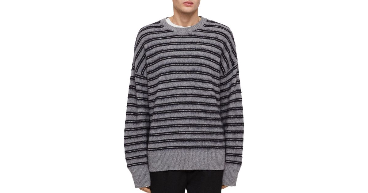 all saints striped sweatshirt