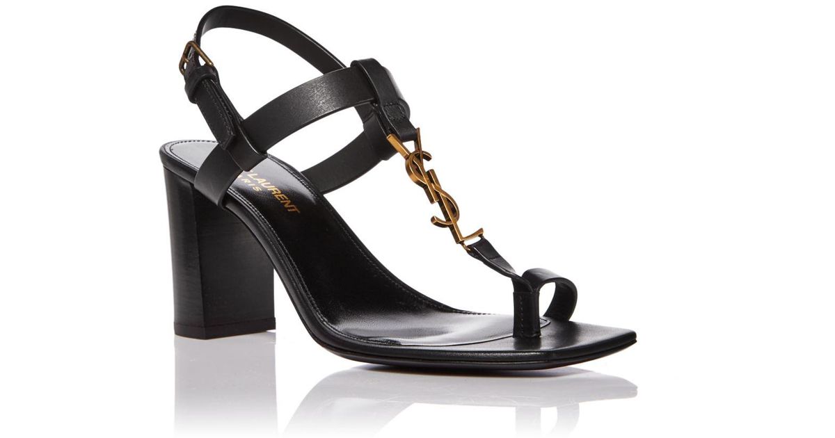 saint laurent black cassandra heeled sandals