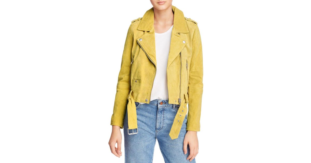 yellow suede moto jacket