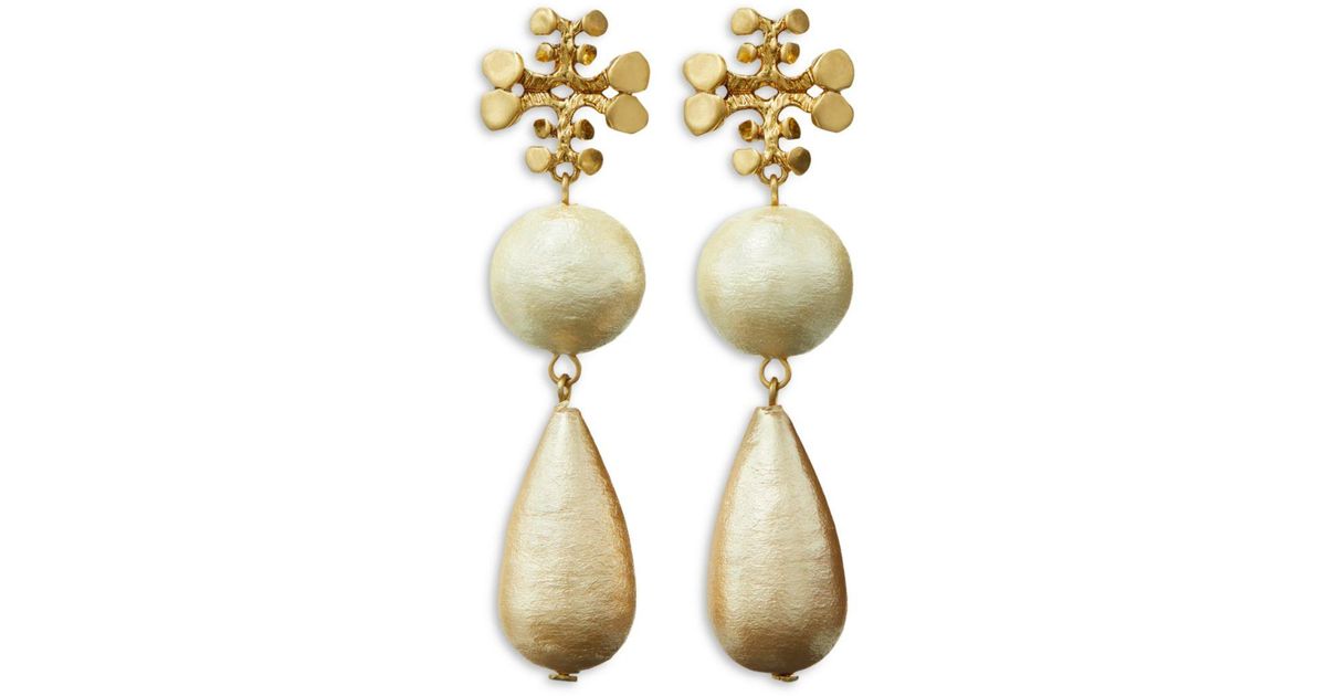 Tory Burch Brutalist Double Drop Earrings in Metallic Lyst