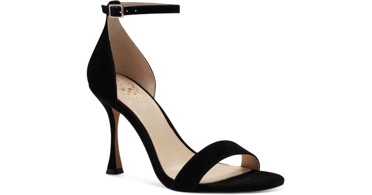Vince Camuto Suede Ambrinti Ankle Strap High Heel Sandals in Black - Lyst